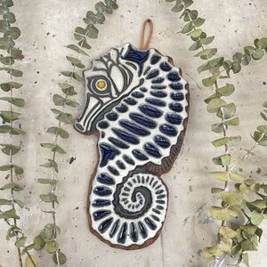 Vintage Victoria Littlejohn Seahorse Wall Hanging California Ceramic Pottery